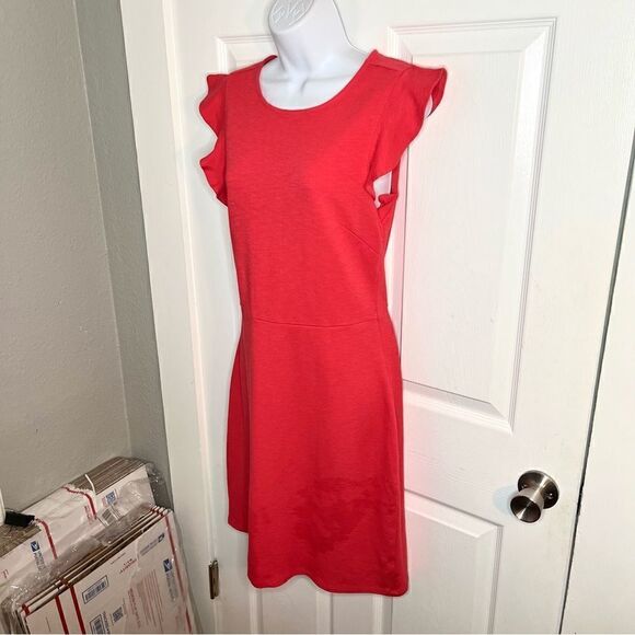 Dip Ruffle Sleeveless Stretchy Sporty Dress Orange Red 8 - Picture 3 of 9
